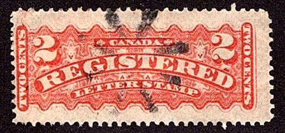 F1, 2c, Registration, Canada, p12 , orange, "SUNBURST WITH 8 RAYS" Fancy Cancel Foto 1 de 1