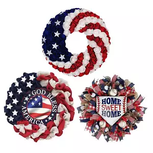 Independence Day Wreath Decorative Hanging Large 4th of July Door Wreath - Picture 1 of 12