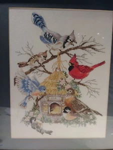 Nido de pájaros. Punto de aguja de punto de cruz cardinal arte popular punta de aguja - Imagen 1 de 4