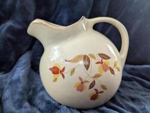 Vintage Hall's Superior Quality Autumn Leaf, Ice Lip, Tea Water Pitcher 8" - Picture 1 of 7