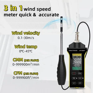 Heißdraht Anemometer Handgerät CFM Luftstrom Geschwindigkeitsmesser Windgeschwindigkeitsmesser Kanal - Bild 1 von 8