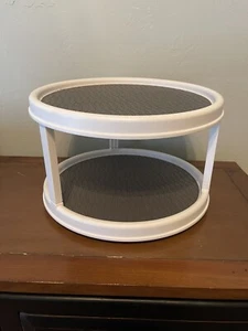 Copco TWO (2) TIER White 12 inch round turntable lazy susan plastic non skid - Picture 1 of 4