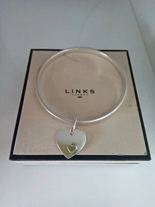 Links of London sterling silver bangle With 18ct Gold Vermeil Charm - Picture 1 of 10