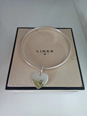 Links of London sterling silver bangle With 18ct Gold Vermeil Charm - Image 1 of 4