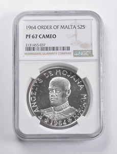 PF67 CAM 1964 Order Of Malta 2 Silver Scudi NGC *4806 - Picture 1 of 3