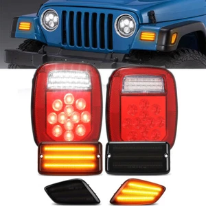 Bumper Fender Side Marker Lamp + Tail Brake License Light for Jeep Wrangler TJ - Foto 1 di 12