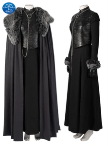 Game of Thrones 8 Sansa Stark Suit Cosplay Costume Dress Cloak Women Outfits - Picture 1 of 18