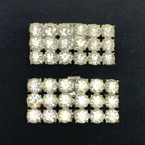 Vintage Pair Of Clear Rhinestone Shoe Clips Sparkling Clip On Accents Real Retro - Picture 1 of 9