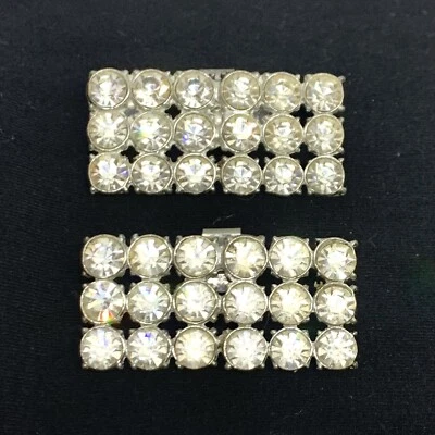 Vintage Pair Of Clear Rhinestone Shoe Clips Sparkling Clip On Accents Real Retro - Image 1 of 4