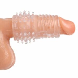 Textured Penis Enlarger Sleeve Clear Ribbed Adult Extender Thick Cock Big Large