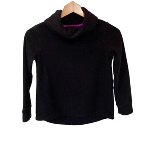Girls Medium Old Navy Active Black Fleece Cowl Neck Swing Top Hi-Low Pullover - Picture 1 of 3