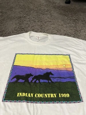 coppia cavalli corsa natura azteca tramonto vintage paese indiano 1999 - Immagine 1 di 3