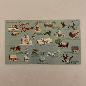 Postkarte Seeing Kansas KS Wahrzeichen Westgrenze - Bild 1 von 2