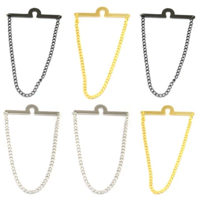 2 Packs Men Silver Gold Color Necktie Tie Chain Wedding Party Business Jewelry  - Image 1 of 4