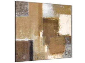 Quadro marrone panna beige soggiorno tela arte parete - astratto 1s387m - 64cm - Foto 1 di 4