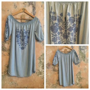 WOMENS DENIM DRESS SIZE M GYPSY CHAMBRAY VINTAGE BOHO WORN ON FILM.INC UK PP - Picture 1 of 1