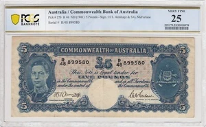 1941 Five Pound Armitage/McFarlane PCGS Graded VF 25 - RARE - Picture 1 of 3