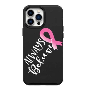 Pink Ribbon Always Believe Design Case for iPhone 7 8 X XS XR SE 11 12 13 14 Pro - Picture 1 of 31