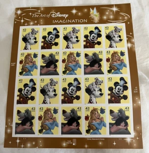 The Art of Disney IMAGINATION Twenty 42¢ Stamp Sheet - 2007 #4342-4345 MNH - Picture 1 of 5