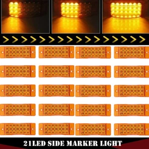 20 x Amber Side Marker 21 LED Clearance Light Rectangle 12V Truck Trailer Camper - Picture 1 of 9