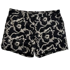 Banana Republic Shorts Women's Floral Flat Front Cotton Chinos Black Tan 12 - Picture 1 of 13