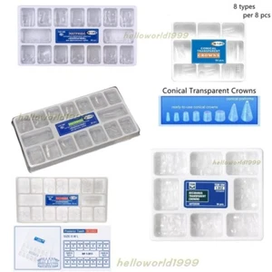 64 pcs Dental Resin Preformed Crown Temporary Transparent Adult/Kids Pre-corona - Picture 1 of 33