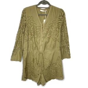 Ministry Of Style Cotton Lace Eyelet Field Of Vision Romper In Olive Green 6 NWT - Picture 1 of 13