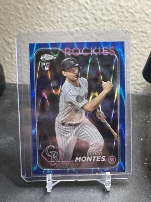 2024 Topps Chrome - #182 Coco Montes True Rookie Blue Raywave #’d /150 - Image 1 of 3