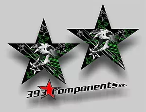 Arctic Cat Hood Star Graphics Decal Sticker Skull Cat Universal 14" X 14" Green - Bild 1 von 1