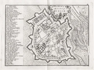 München Munich Bavaria Bayern Plan engraving Kupferstich Andrews 1770 - Bild 1 von 1