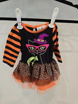Baby Halloween Outfit 0-3M By Rare Editions With Black Cat & Witch Hat Design... - Image 1 of 3