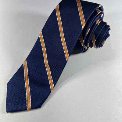 J. CREW 海军蓝带橙色条纹修身 Rep 领带 — 第 1/4 张图片