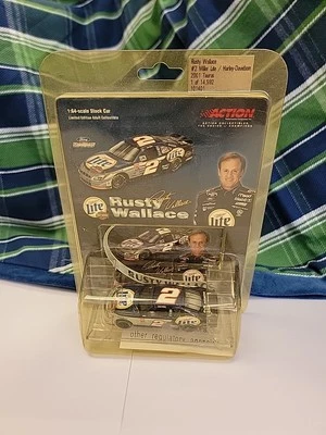 Action 2001 Rusty Wallace Miller Lite Harley Davidson 1:64 Nascar - Image 1 of 4