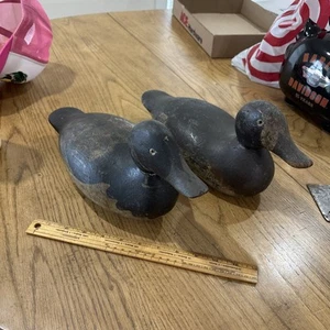 Par de señuelos de pato de madera Bluebill de grado estándar de albañil de colección ojos de vidrio - Imagen 1 de 14