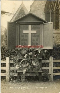 REAL PHOTO POSTCARD OF THE WAR SHRINE, STANMORE (NEAR EDGWARE) LONDON, MIDDLESEX - Picture 1 of 2