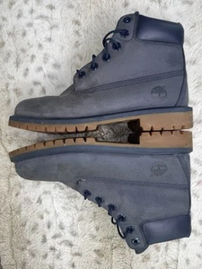 Timberland Junior 6" Navy Blue Lace Up Nubuck Waterproof Boots Boys Size 6 - Picture 1 of 8