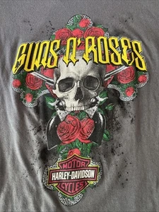 Harley Davidson Shirt Women's M Guns N Roses Biker Motorcycle Band 2 Sided Skull - Picture 1 of 6