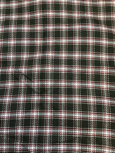 Vintage 1960's Plaid Cotton OD Green, Red & White 3 yrds Long x 45" Wide - Picture 1 of 6