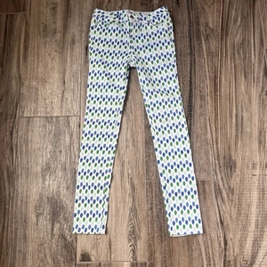 Vineyard Vines Low Rise Skinny Jeans White Blue dots Green Pants girls sz 14 - Picture 1 of 10