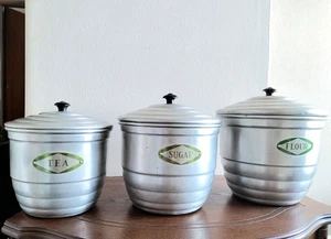 JUEGO DE 3 BOTES DE ALUMINIO VINTAGE MEDIADOS DE SIGLO - Imagen 1 de 7