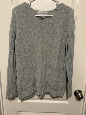 Suéter Vintage Años 90 Norton McNaughton Gris Cuello en V - Talla Grande - Suave Cómodo Foto 1 de 4