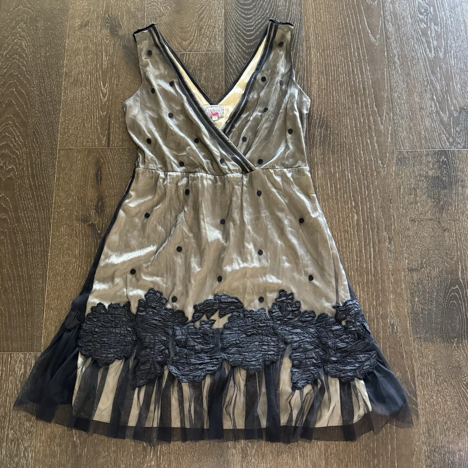 Женское платье Baraschi Anthropologie размер 10 черное тюлевое романтическая вечеринка с вышивкой - Изображение 1 из 4