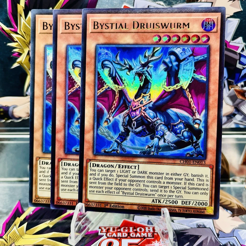 3x Yugioh Playset Bystial Druiswurm CH01-EN013 Ultra Rare 1st Ed Near Mint - Image 1 of 1