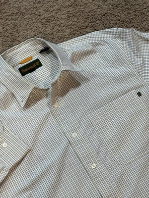 Camisa Timberland Para Hombres Mediana Crema/Marrón Sólida Manga Larga Senderismo Abotonada Foto 1 de 4