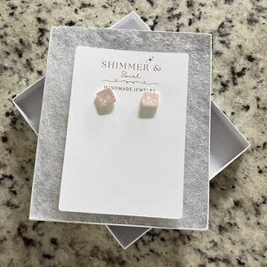 Handmade polymer clay stud earrings pink floral BoHo - Picture 1 of 4