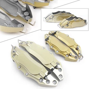 4x Cubierta de pinza de freno dorada delantera y trasera estilo universal 3D de metal - Imagen 1 de 8