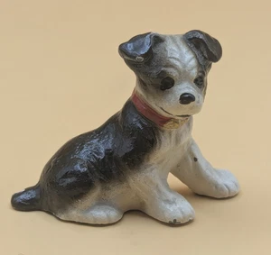 Vintage Hubley Terrier Dog Cast Iron Card Holder White Black 2" cold enamel - Picture 1 of 10