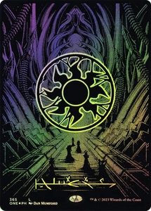MTG PLAINS (365) PHYREXIAN FULL ART OIL SLICK FOIL Phyrexia: All Will Be One NM - Picture 1 of 1