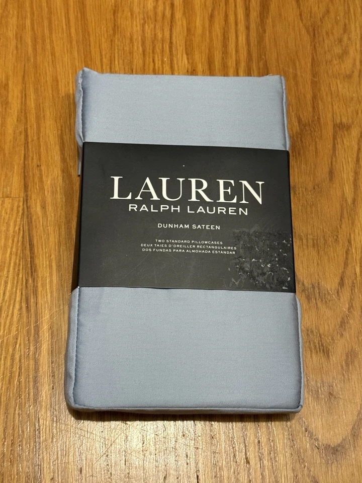 Ralph Lauren "Mist" Dunham Sateen Standard Pillowcases Set of Two 300 TC
