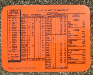 Carte de poche propriétaire de locomotive CSXT série numéros et classe 2012 - Photo 1/2